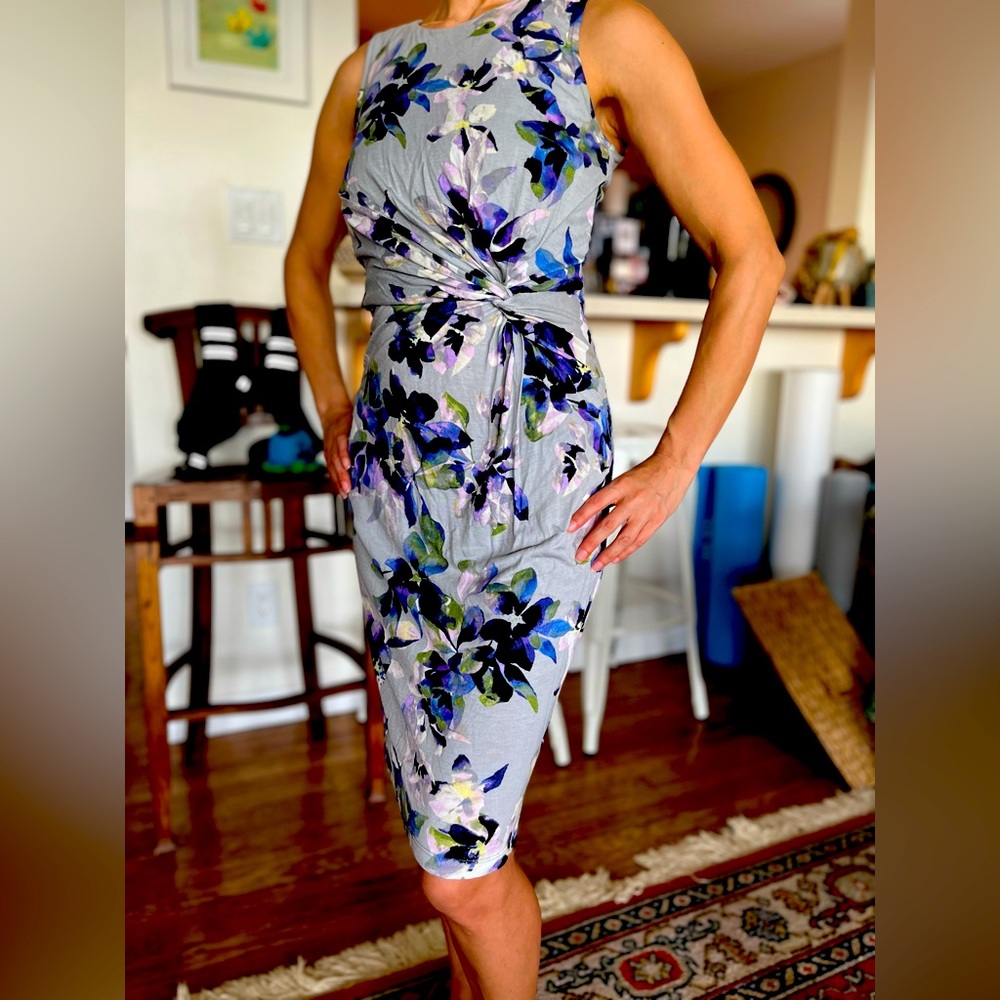 Uttam Boutique Dress with zippered back closure,  gathered detail at the waist.